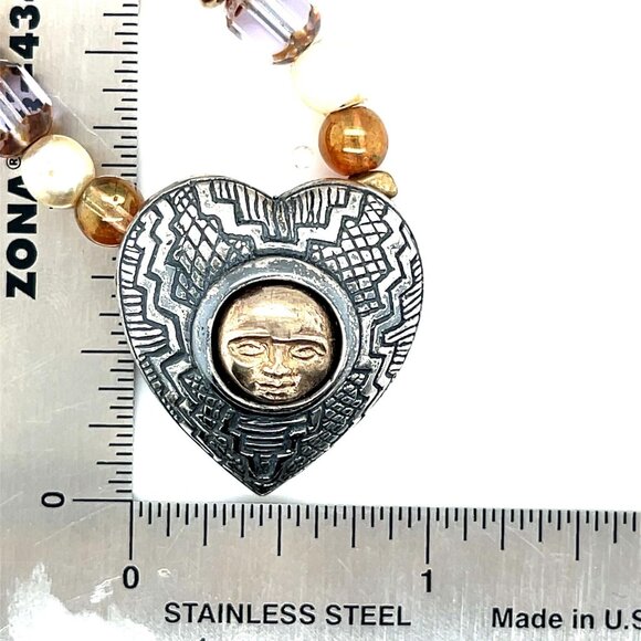 Sterling 925 Robert’s Shields Face Heart Beaded Necklace - Picture 4 of 7